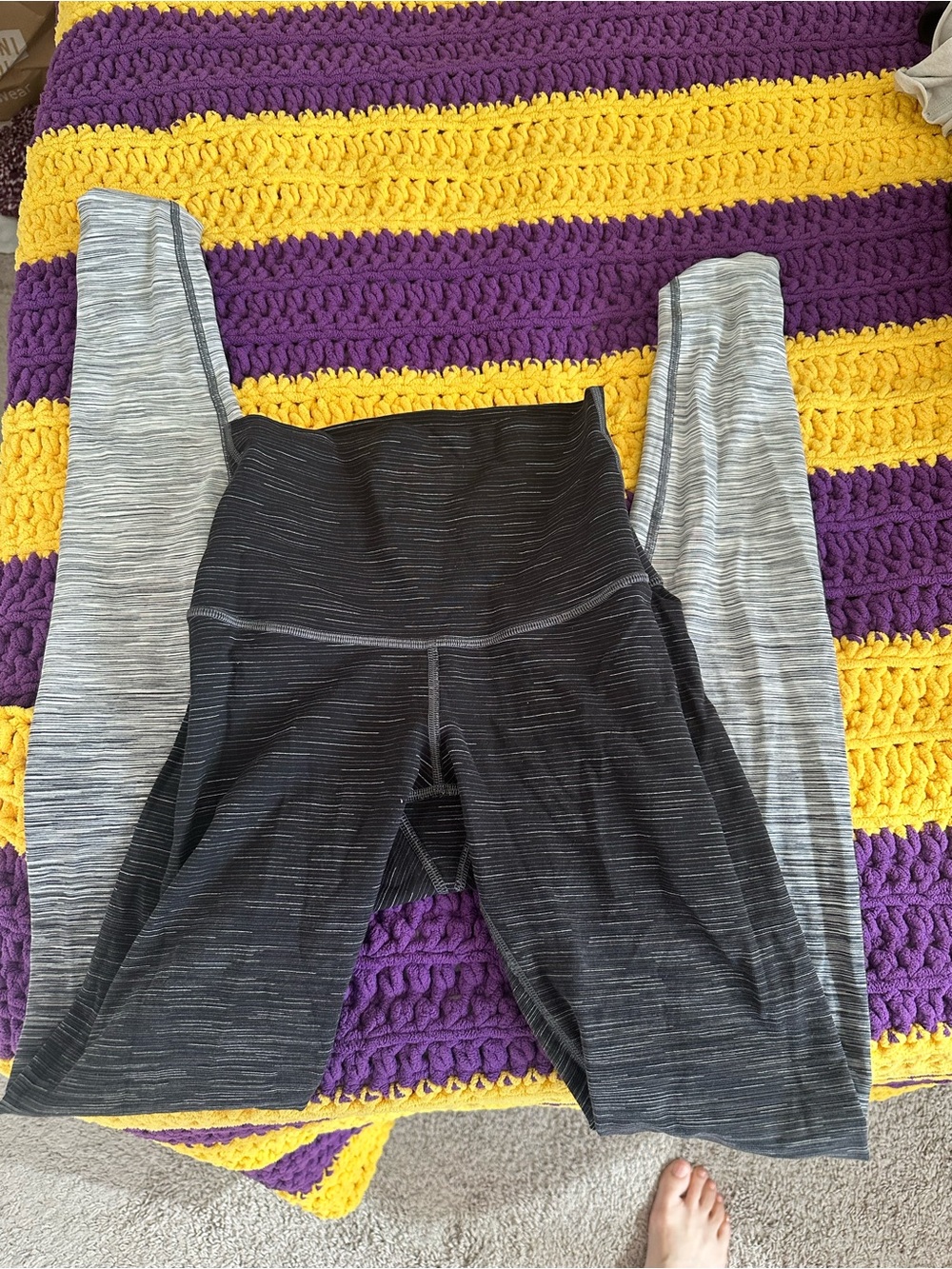 Lululemon Black and Gray Space-Dye High-Waist Leggings